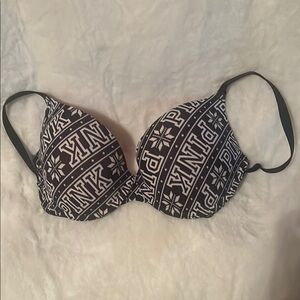 PINK Victoria's Secret Black and White Graphic Print Bra Size 36C